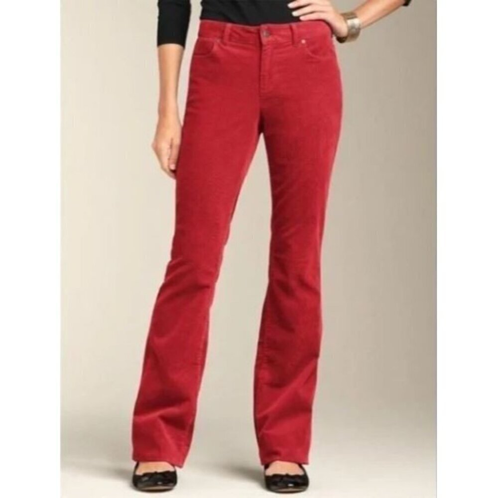 Talbots Pants Womens 10 Red Corduroy Signature Boot Trousers Classic Holiday
